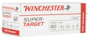 Winchester Super-Target 20 Gauge 2.75" 7/8 oz #8 Shot 100-Round Box TRGT208VP