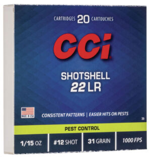 CCI 0039 Rimfire Shotshell 22LR 31gr #12Shot 20 Per Box