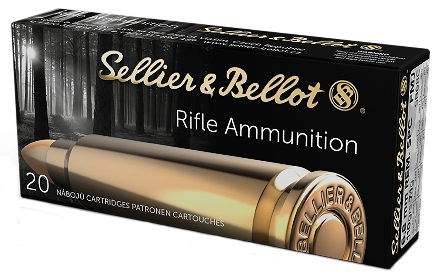 Sellier & Bellot Rifle 6.8mm Rem SPC 110 gr FMJ 20-Round Box SB68C