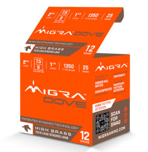 Migra Ammunitions Dove 12 Gauge 2 3/4" 1 1/4oz 7.5/9Shot 250 ROUNDS