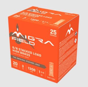 Migra Ultimate Field High Brass 20 Gauge 3" 1-1/4 oz #6 / #8 Stacked 250-Round Case (BLOWOUT DEAL)